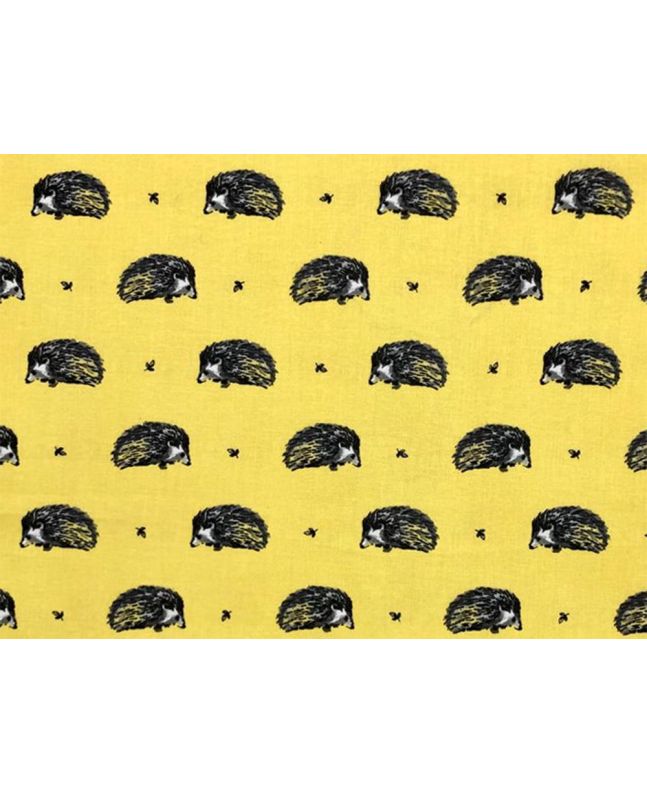 Country Hedgehog Cotton Print, Yellow