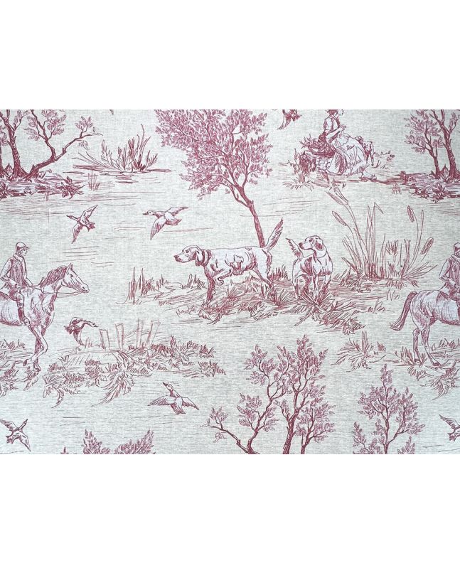 Country Toile Cotton Rich Panama Canvas, Red