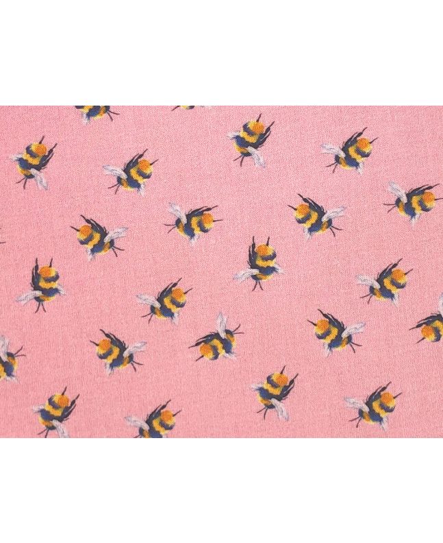 Craft Collection Cotton Print, Bumble Bee, Candy Pink