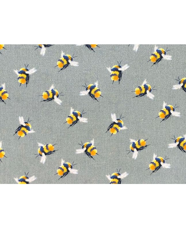 Craft Collection Cotton Print, Bumble Bee, Dark Grey