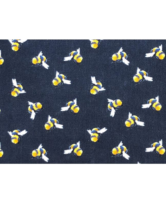 Craft Collection Cotton Print, Bumble Bee, Navy