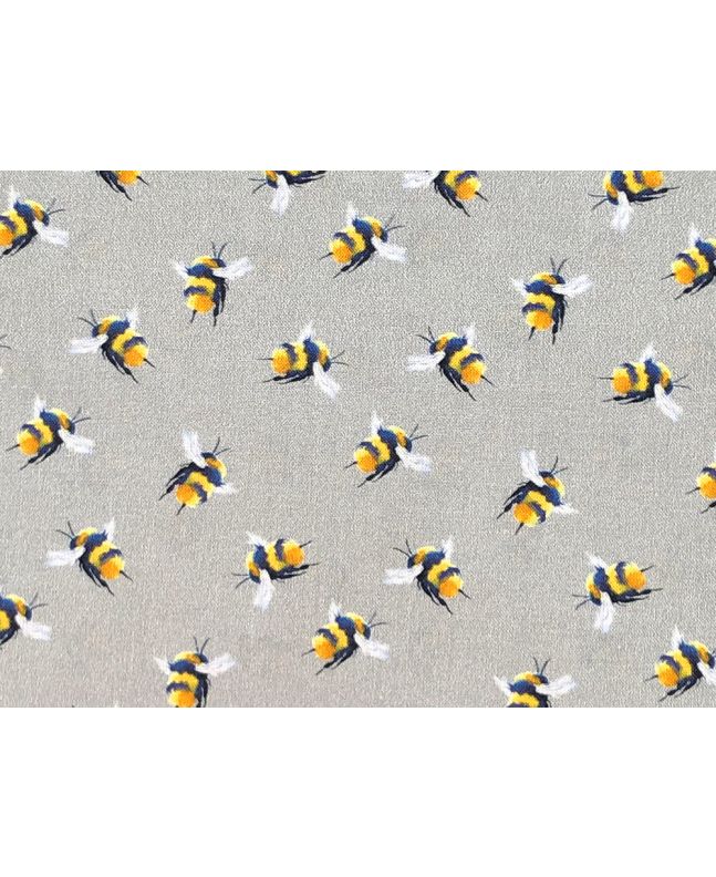 Craft Collection Cotton Print, Bumble Bee, Silver