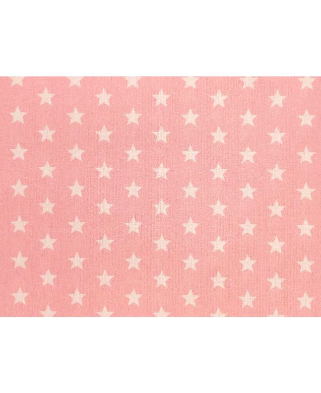 Craft Collection Cotton Print, Small White Star, Candy Pink