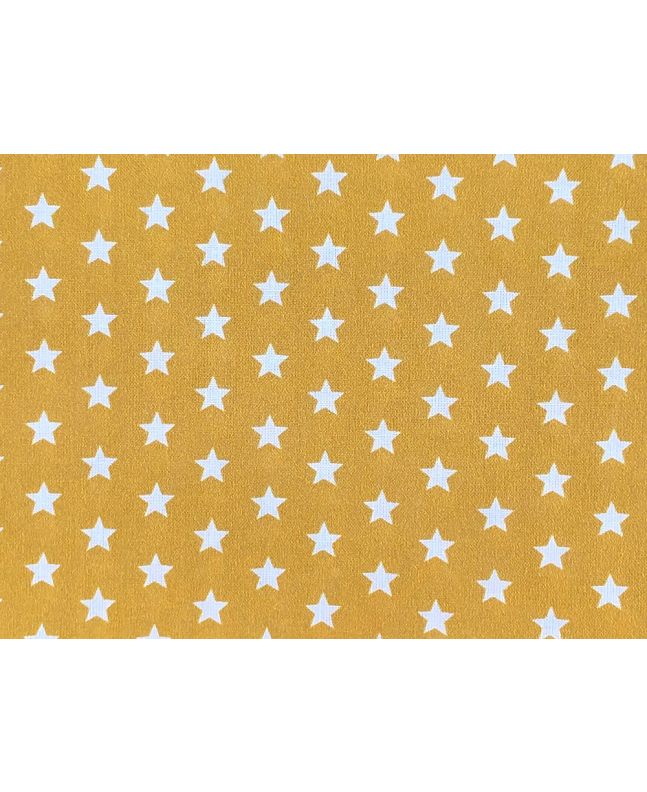 Craft Collection Cotton Print, Small White Star, Mustard