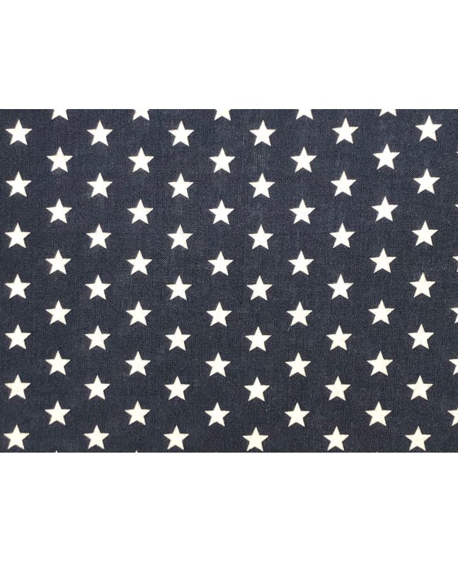 Craft Collection Cotton Print, Small White Star, Navy