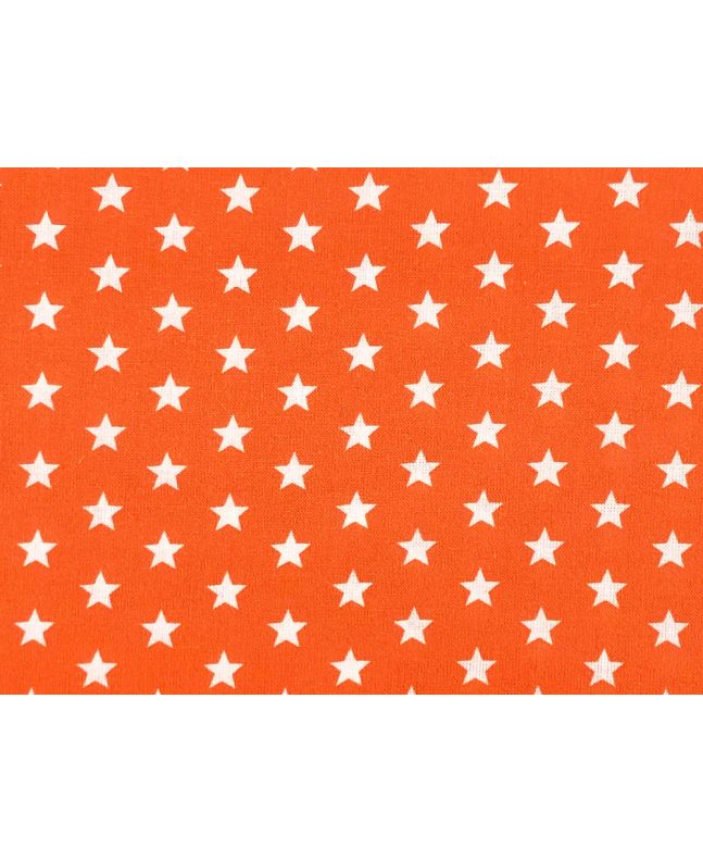 Craft Collection Cotton Print, Small White Star, Orange