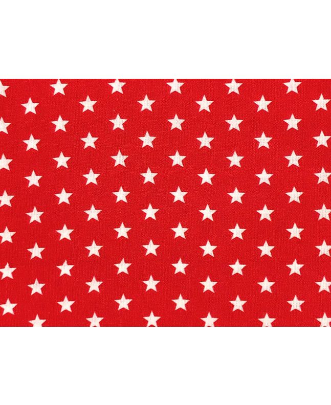 Craft Collection Cotton Print, Small White Star, Red