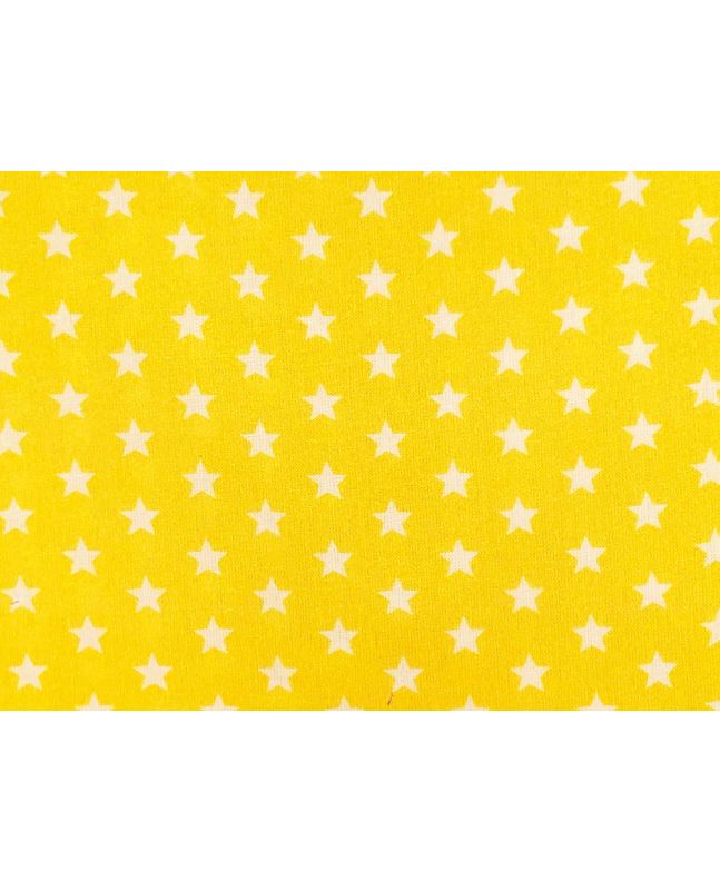Craft Collection Cotton Print, Small White Star, Yellow