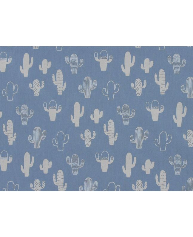 Crafty Cactus Cotton Poplin, Light Blue