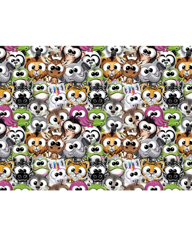 Cuddly Animal Crowd Cotton Print, Multicolour