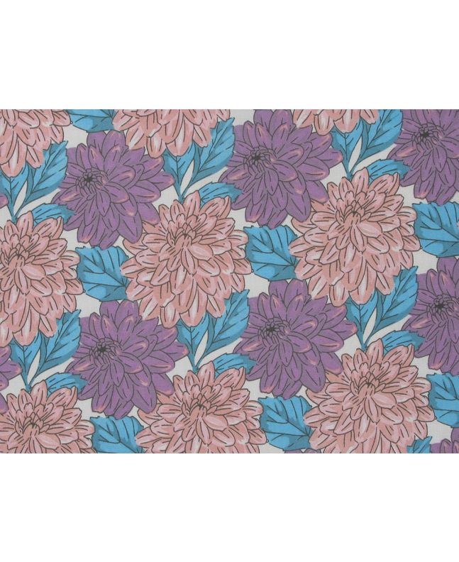 Dahlia Garden Polycotton Print, Blue