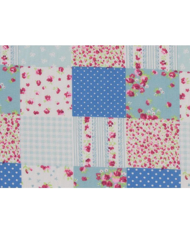 Dainty Patchwork Polycotton, Blue