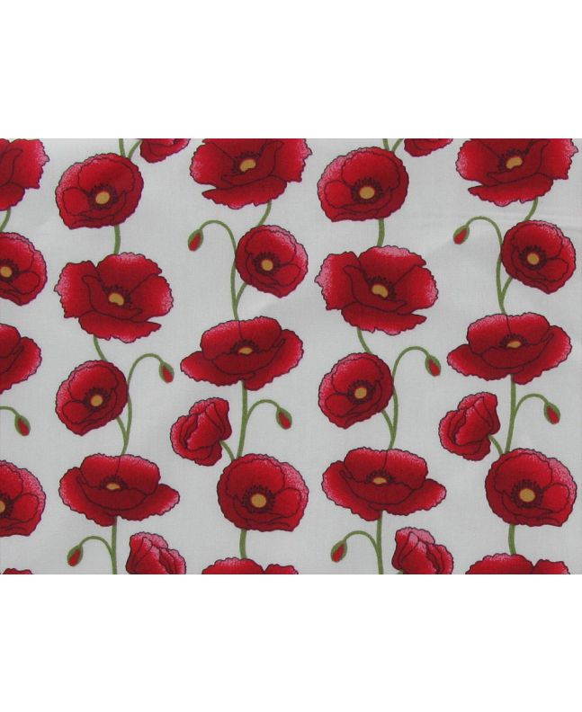 Dainty Poppy Cotton Poplin Print, Ivory