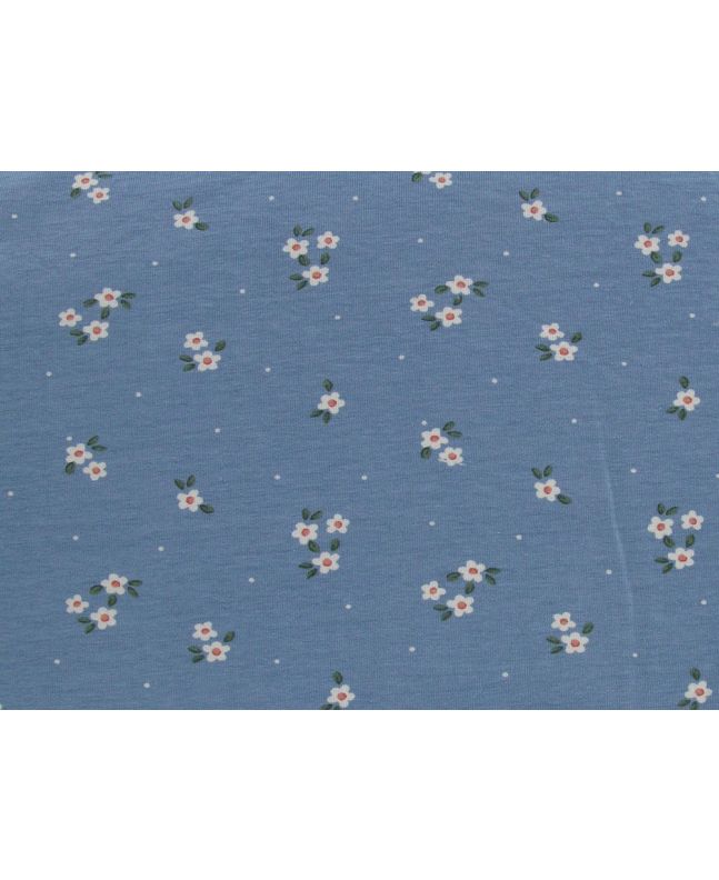 Daisy Floral Cotton Jersey, Light Blue