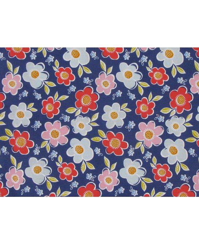 Daisy Meadow Polycotton Print, Navy