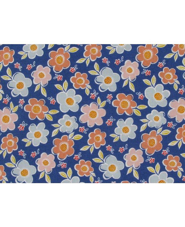 Daisy Meadow Polycotton Print, Royal