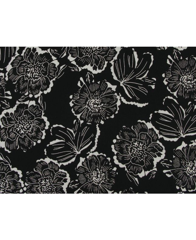 Dark Abstract Rose Georgette, Black