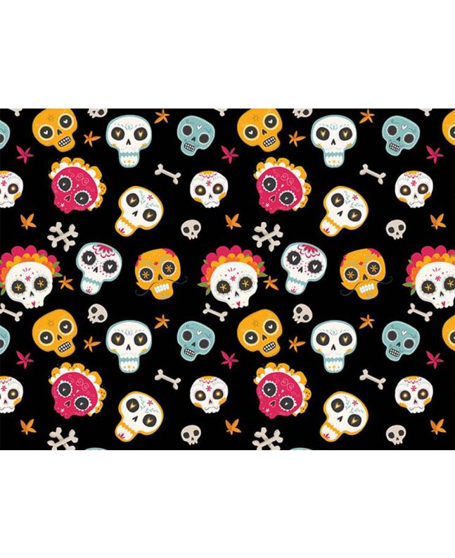 Deco Skullz Cotton Print, Black