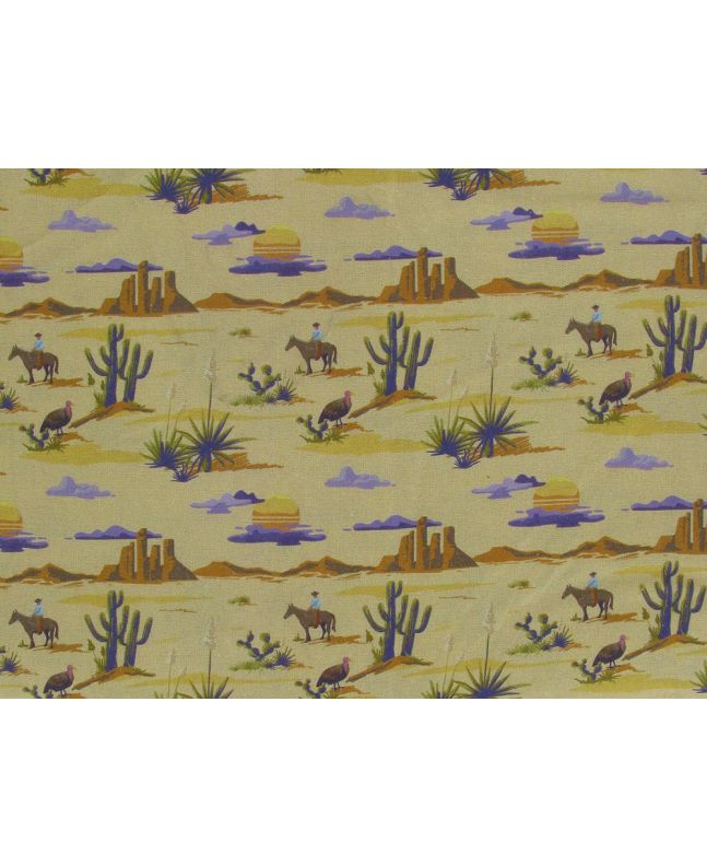 Desert Cowboy Cotton Print, Sand