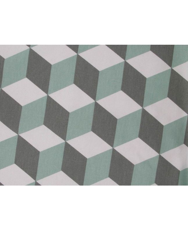 Digital Cubes Cotton Curtain, Aqua