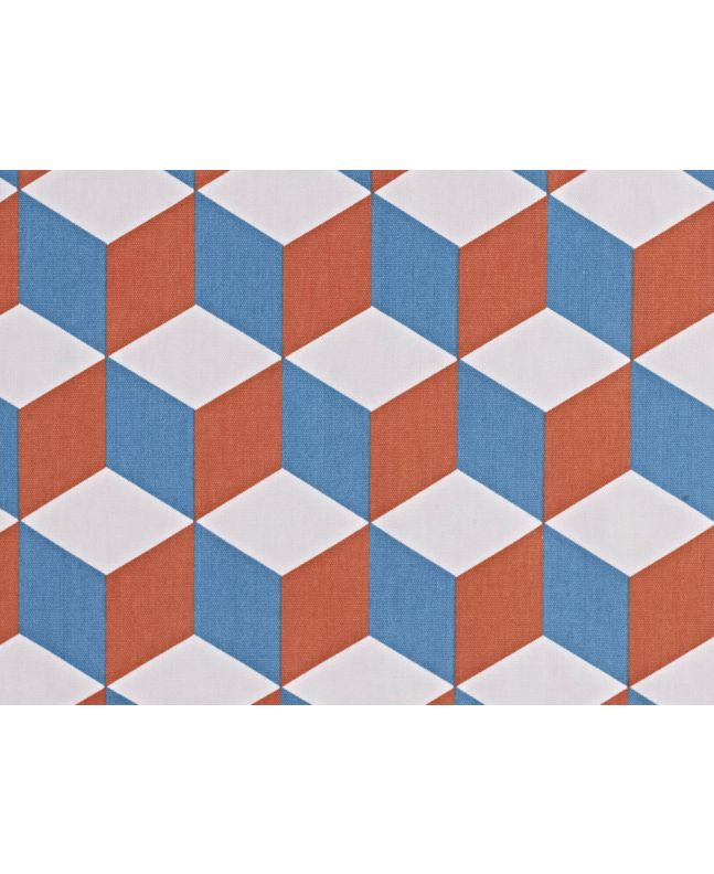 Digital Cubes Cotton Curtain, Tangerine
