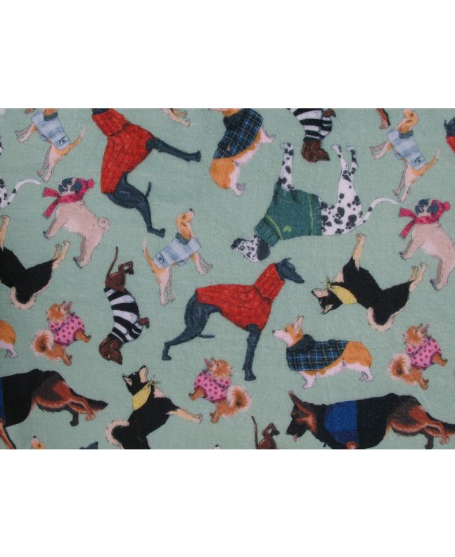 Digital Print Soft Huggle Fleece, Dogs in Coats