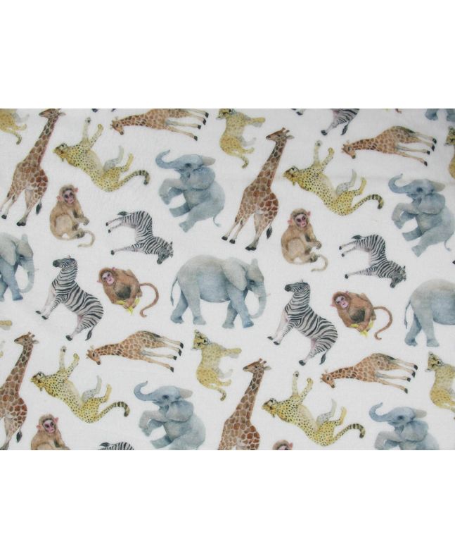 Digital Print Soft Huggle Fleece, Safari Animals