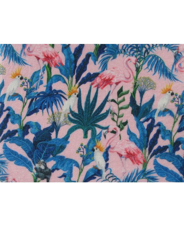 Digital Print Soft Huggle Fleece, Tropical Flamingo