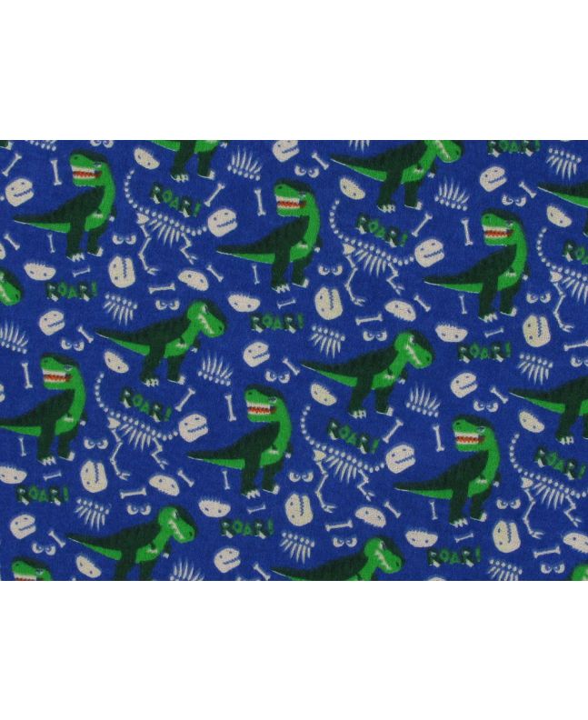 Dinosaur Bones Brushed Cotton Rich Winceyette, Royal