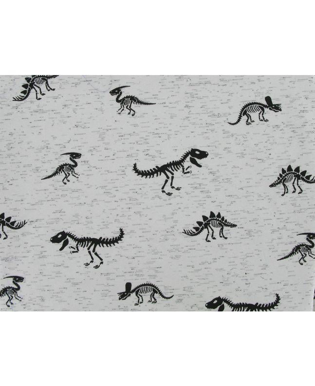 Dinosaur Bones Printed Melange Jersey