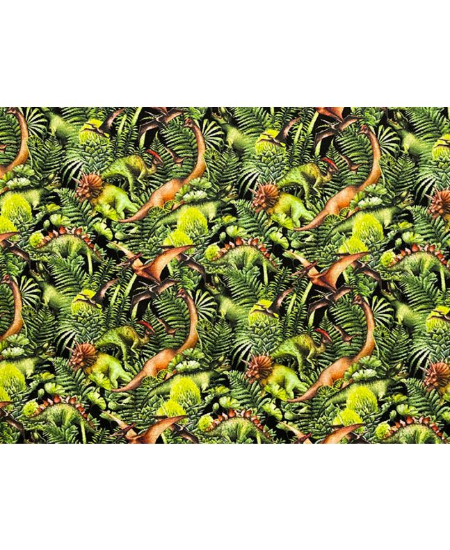 Dinosaur Rainforest Cotton Print, Green