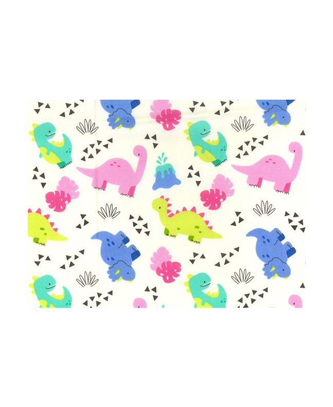 Dinosaur Volcano Cotton Poplin Print, Ivory