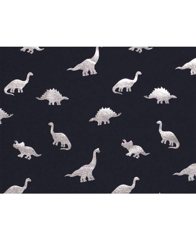 Dinosaurs Foil Print Cotton Jersey, Navy and Silver