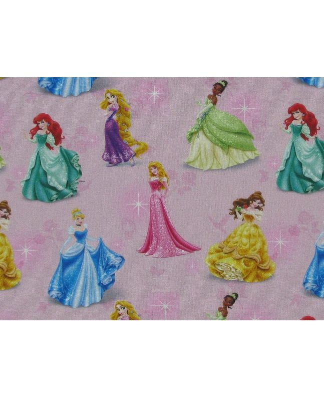 Disney Printed Cotton, Princess Sparkle, Pink