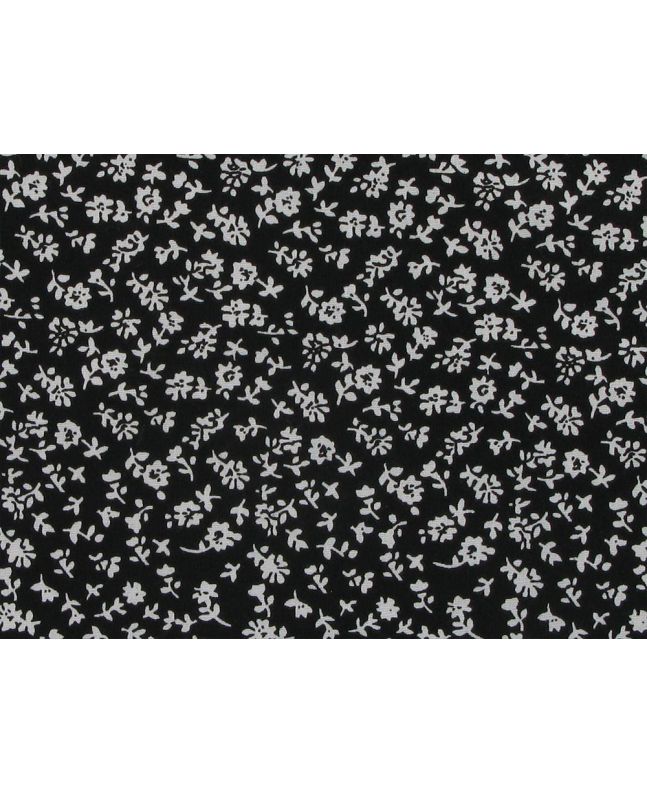 Ditsy Flower Silhouette Cotton Poplin Print, Black