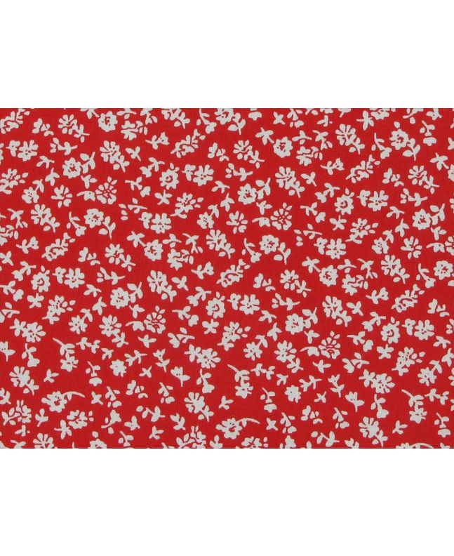 Ditsy Flower Silhouette Cotton Poplin Print, Red