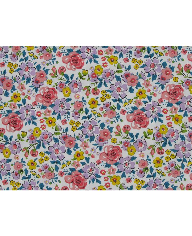 Ditsy Garden Organic GOTS Cotton Poplin, Pink and Lilac