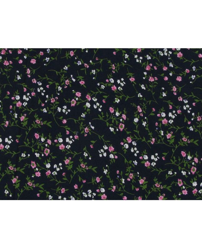 Ditsy Rose Garden Viscose Print, Navy
