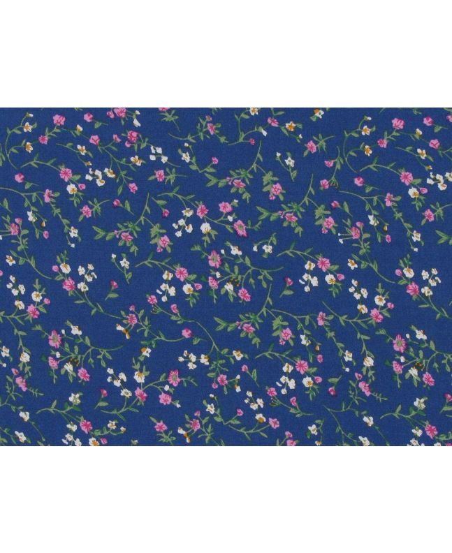 Ditsy Rose Garden Viscose Print, Royal