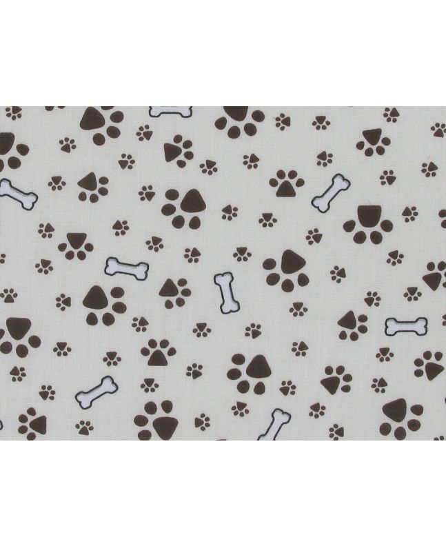 Doggy Paws Polycotton Print, Cream