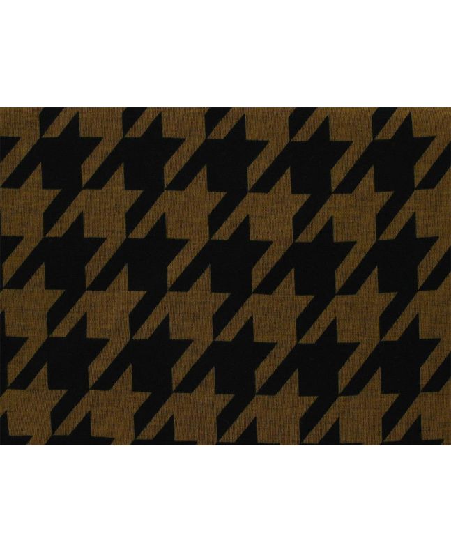Dogtooth Check Printed Ponte Roma, Brown