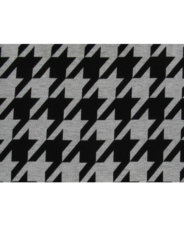 Dogtooth Check Printed Ponte Roma, Grey Marl