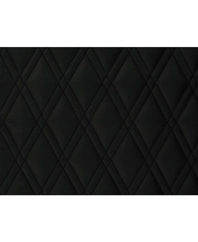 Double Diamond Stitch Padded Faux Leather, Black on Black