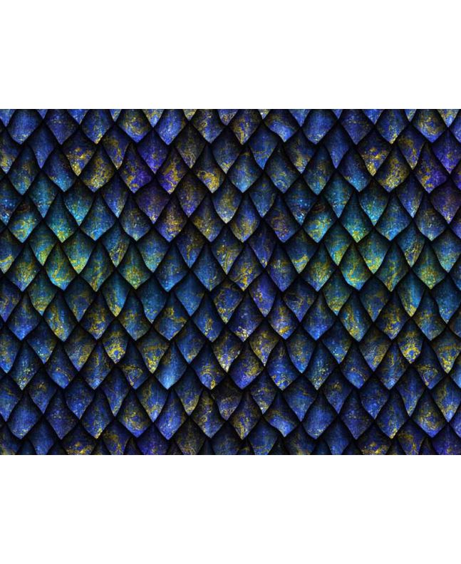 Dragon Scales Cotton Print, Blue