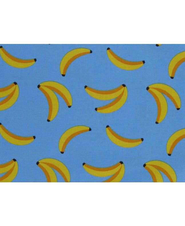 Electric Safari Bananas Cotton Print, Blue