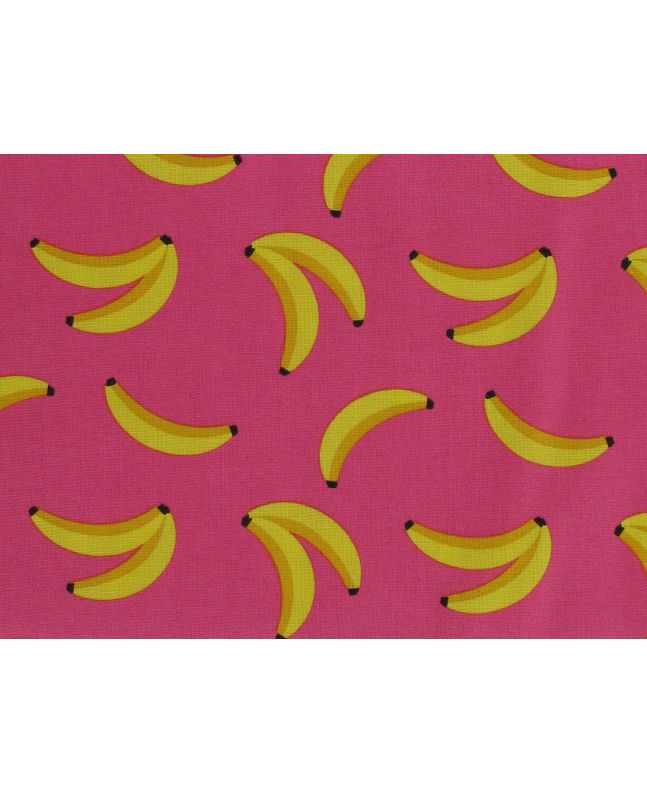 Electric Safari Bananas Cotton Print, Cerise
