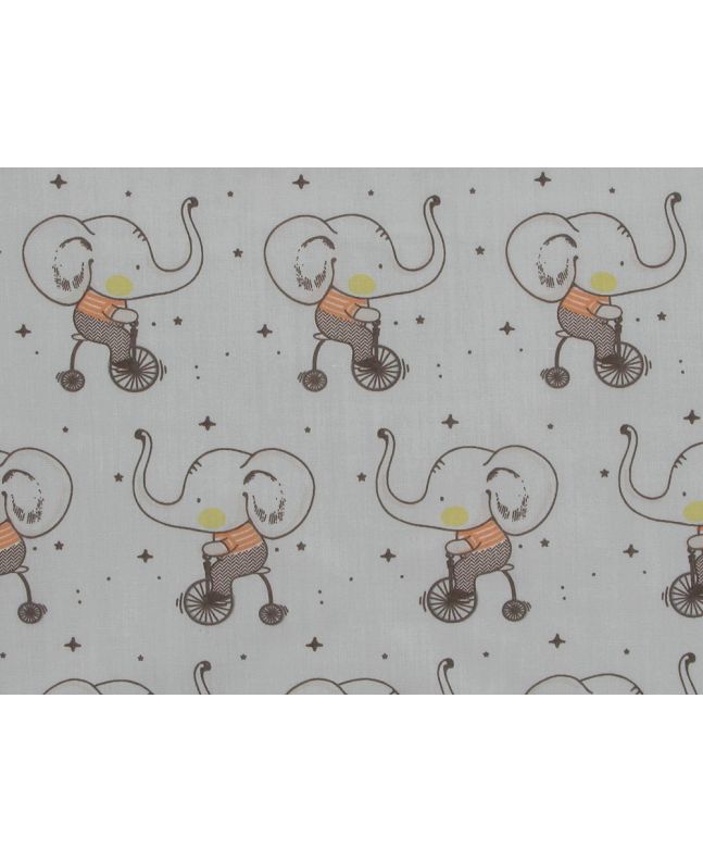 Elephant Bicycle Polycotton Print, Silver
