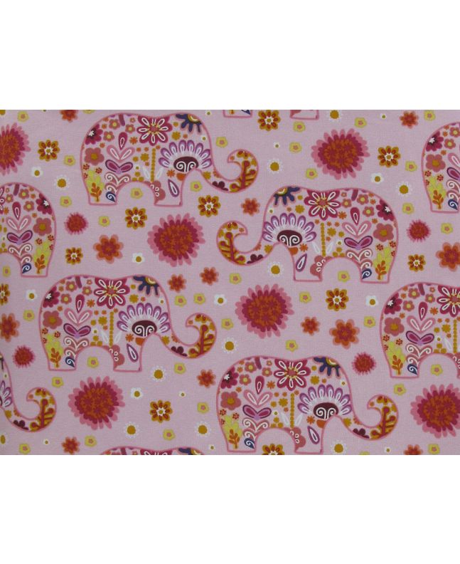 Elephant Dance Jersey Print, Pink