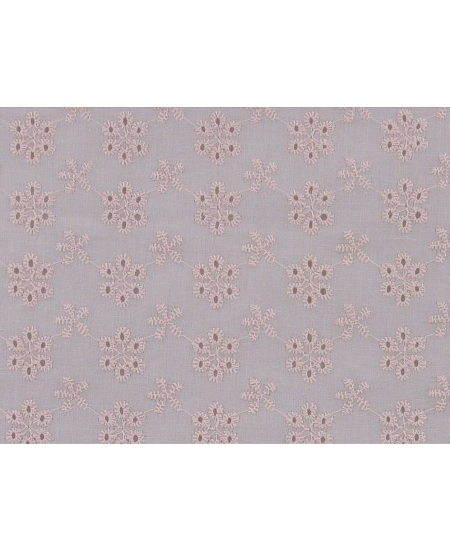 Embroidered Cotton Voile Anglaise, Six Hole Floral, Pink
