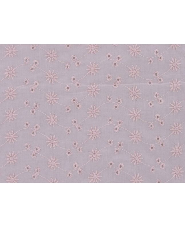 Embroidered Cotton Voile Anglaise, Three Hole Sunflower, Pink